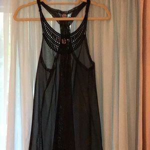 Free people gold metallic sheer tank top gorgeous